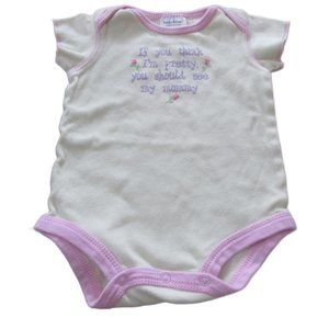 Tender Kisses One Piece Onesie Girl Size 3M Yellow Pink Short Sleeve Pretty Mama
